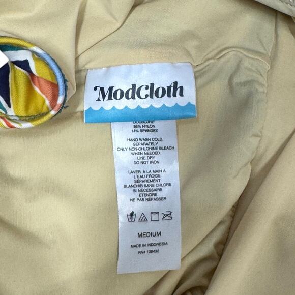 ModCloth Floral Halter Plunge Neck One Piece Swimsuit Medium Retro Blue - Picture 6 of 7